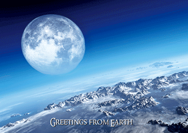 3D-Postkarte Mond Berge Eis